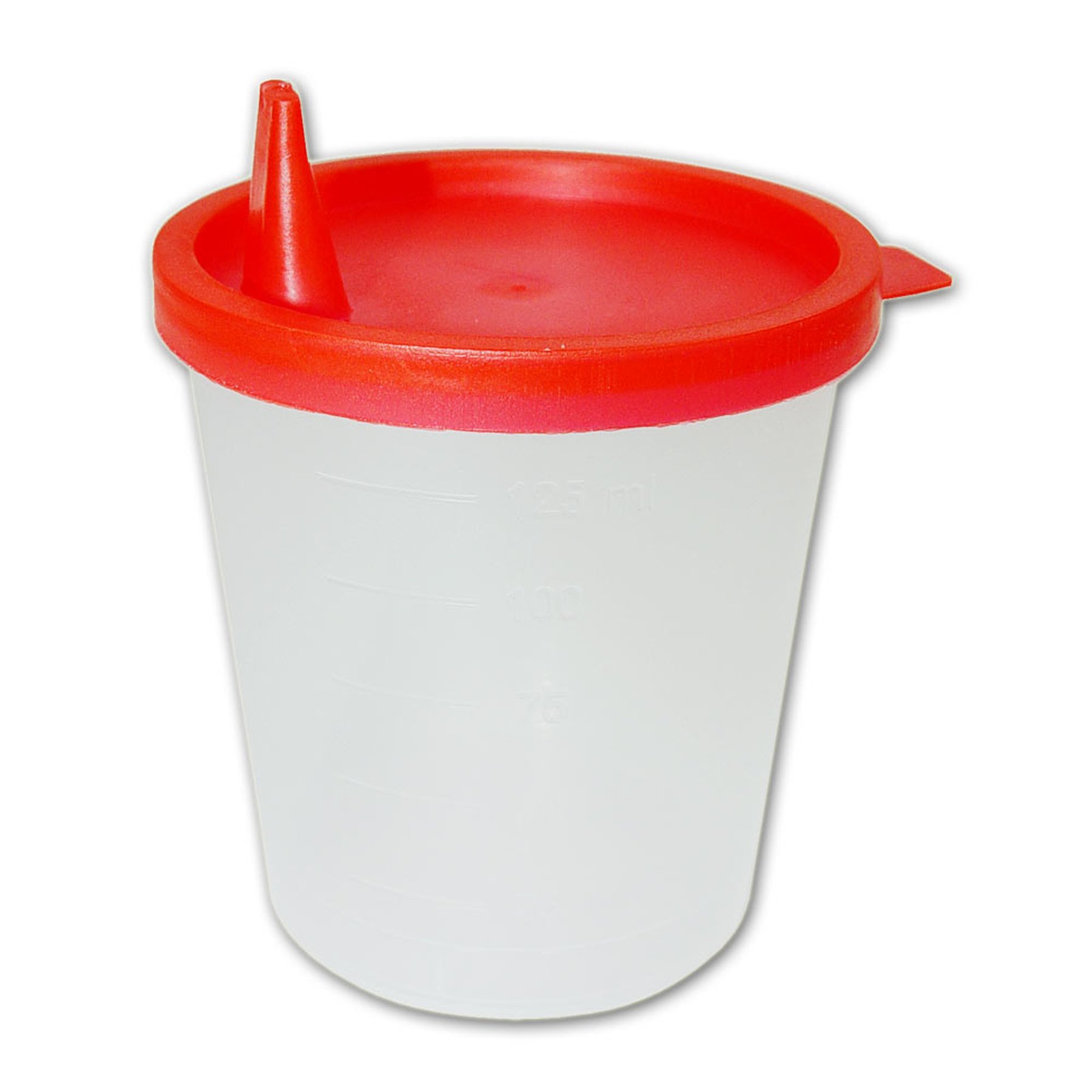 Urin-/Harnbecher mit rotem Schnappdeckel, 125 ml (NEUE VE: 500 Stk) | , Medizintechnik