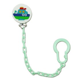 Schnullerkette Saugerkette mint-grün Boot / Schiff mit Clip