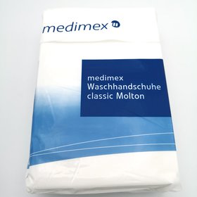 50 Stück medimex Einmal-Waschhandschuhe Waschlappen classic Molton